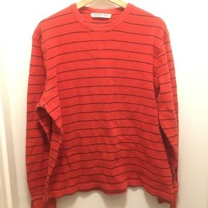 Men’s old navy long sleeve shirt muted orange with black stripes size XL